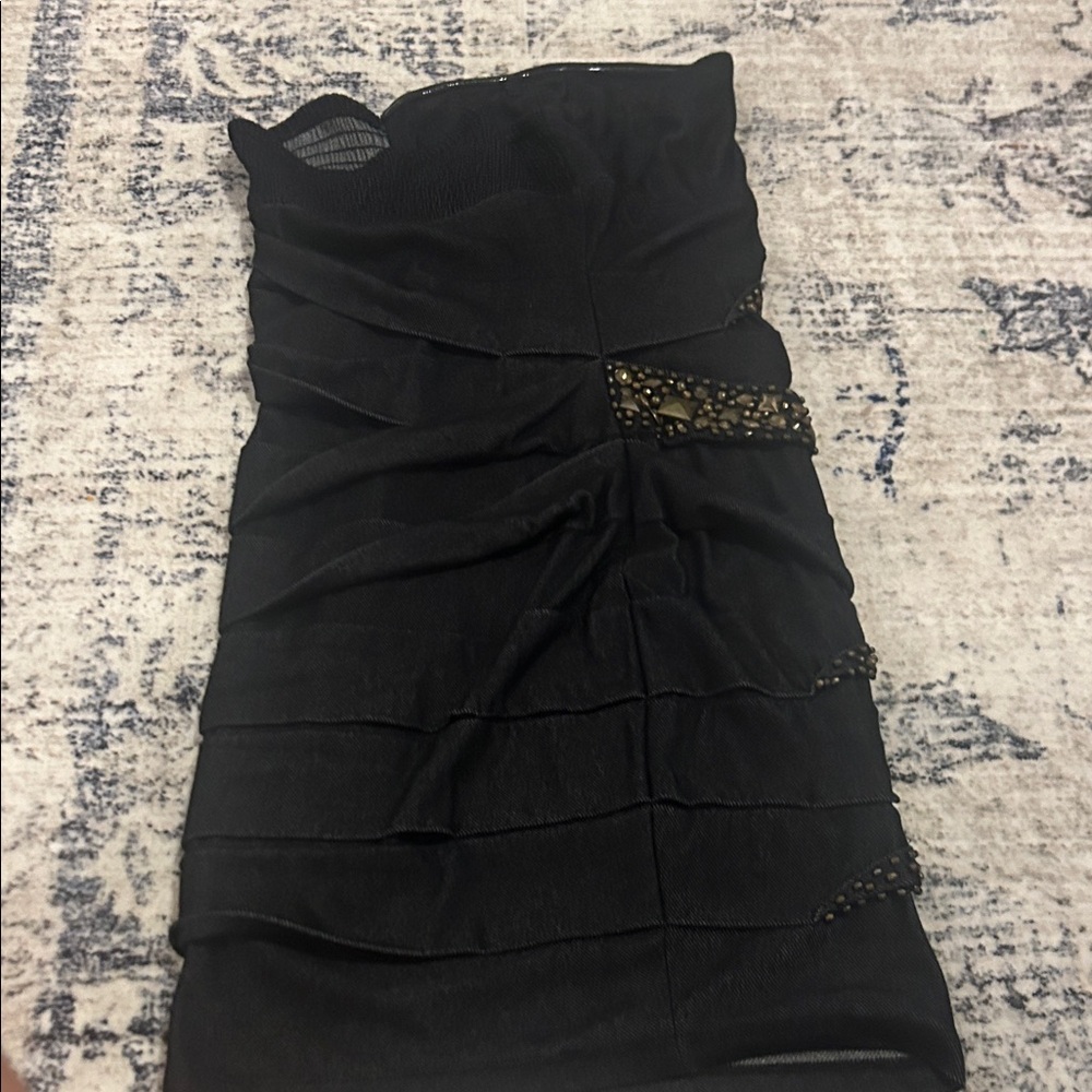 Forever 21 Black Strapless Dress with Gold Accents